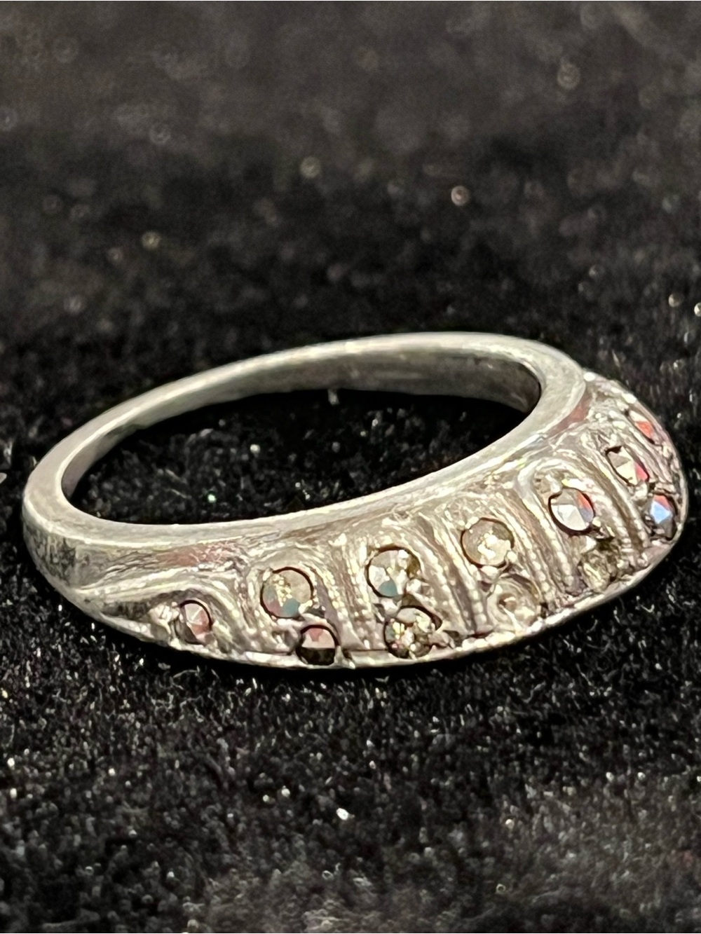 Vintage Sterling Silver Crystal Accented Women's Ring